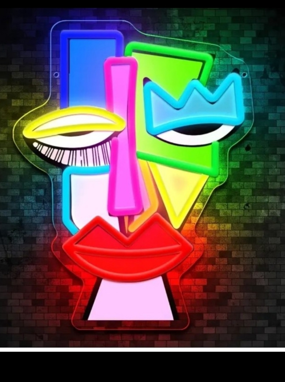 Neon Sign Abstract Tiki Face Acrylic LED Neon light sign- BRAND NEW - Dimmable
